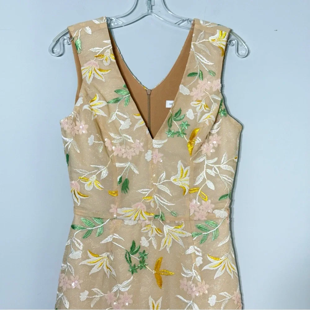 Dress the Population Embroidered Floral Sequin Sheath Mini Dress V-Neck Size M - Picture 10 of 16
